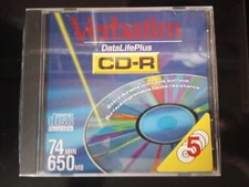 Verbatim DataLifePlus CD-R 5 PACK 74min 650mb Compact Disc Recordable