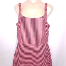 Ann Taylor Loft Pink Black Heavy Cotton Bodycon Knit Ribbed Dress Size 10 