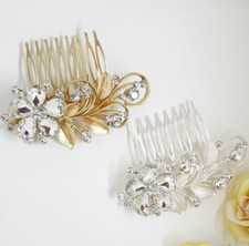 USA Seller high quality SILVER, GOLD tone wedding bridal rhinestone hair comb