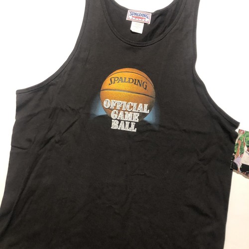 Vintage NWT Spalding Basketball Tank Top 100% Cotton Size XL Black - Picture 2 of 12