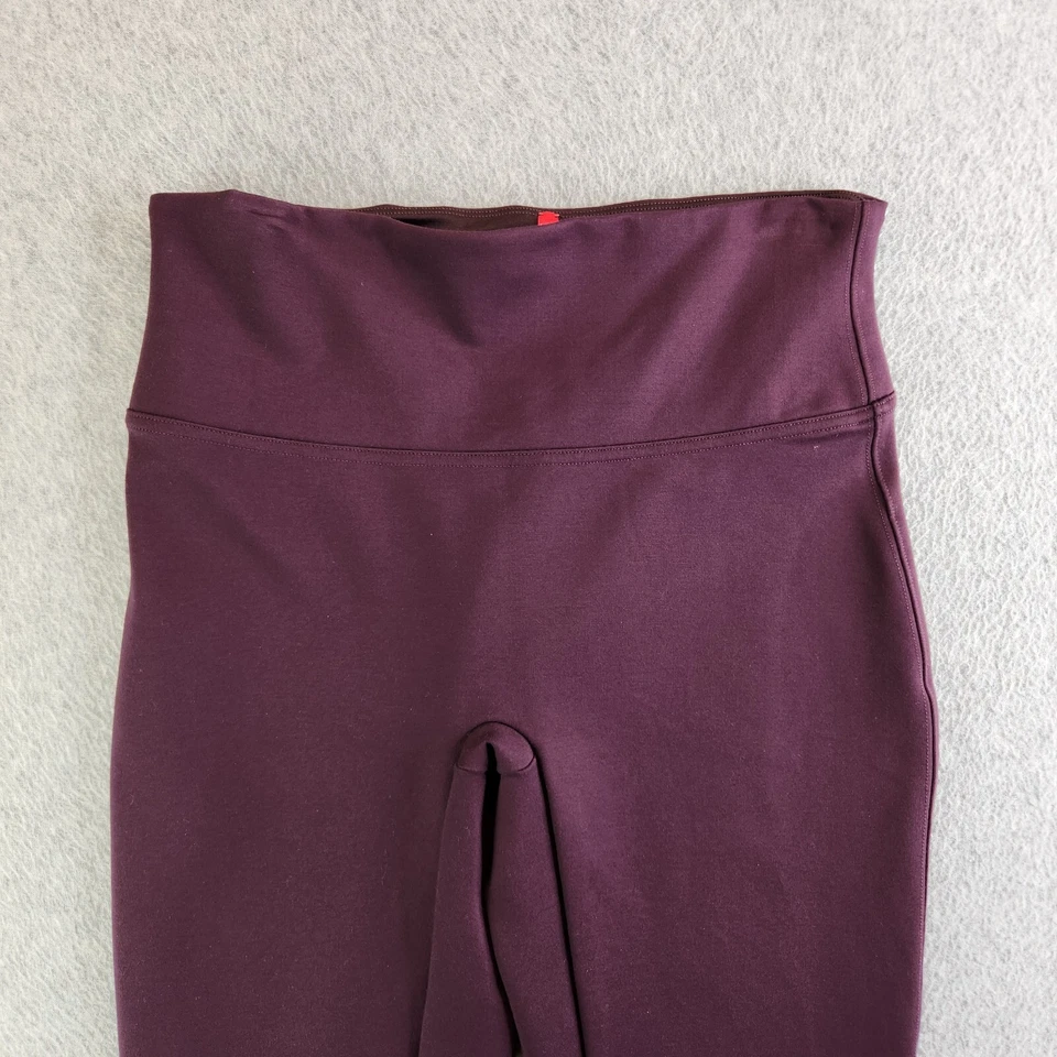 Spanx Leggings Womens M Burgundy Ponte Knit Ankle Slit High Rise Office Boho - Image 2 of 4