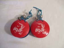 Vtg 1960's Wooden Hand Casta Castanets w/ Jingle Bells Made in Japan