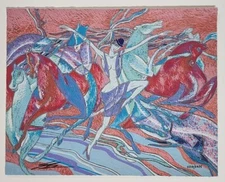 Yamin Young Limited Edition Serigraph   "Female Dancing Among Horses" SIGNED