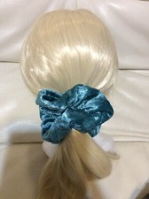 Handmade Oversized Jumbo Turquoise Blue Velvet Hair Tie Scrunchie 6" XL Cheer