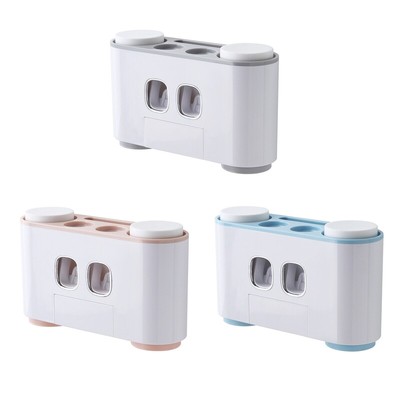 Wall Mount Toothbrush Holder Automatic Toothpaste Squeezer Mouthwash Cup Rack