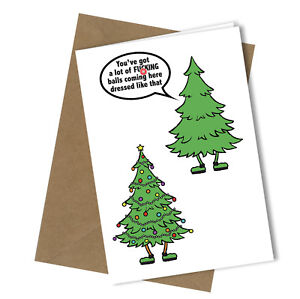 371 Christmas Card Rude Greeting Card Funny Humour Joke Christmas Tree Ebay