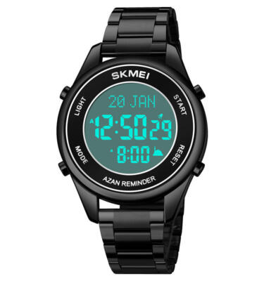 SKMEI Neu für Herren Armbanduhr Edelstahl Azan Qibla Gebetszeit-Geschenk Geschenk