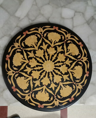 18'' Black Marble Pietra Dura Handicraft Inlay Decor coffee Center Table Top