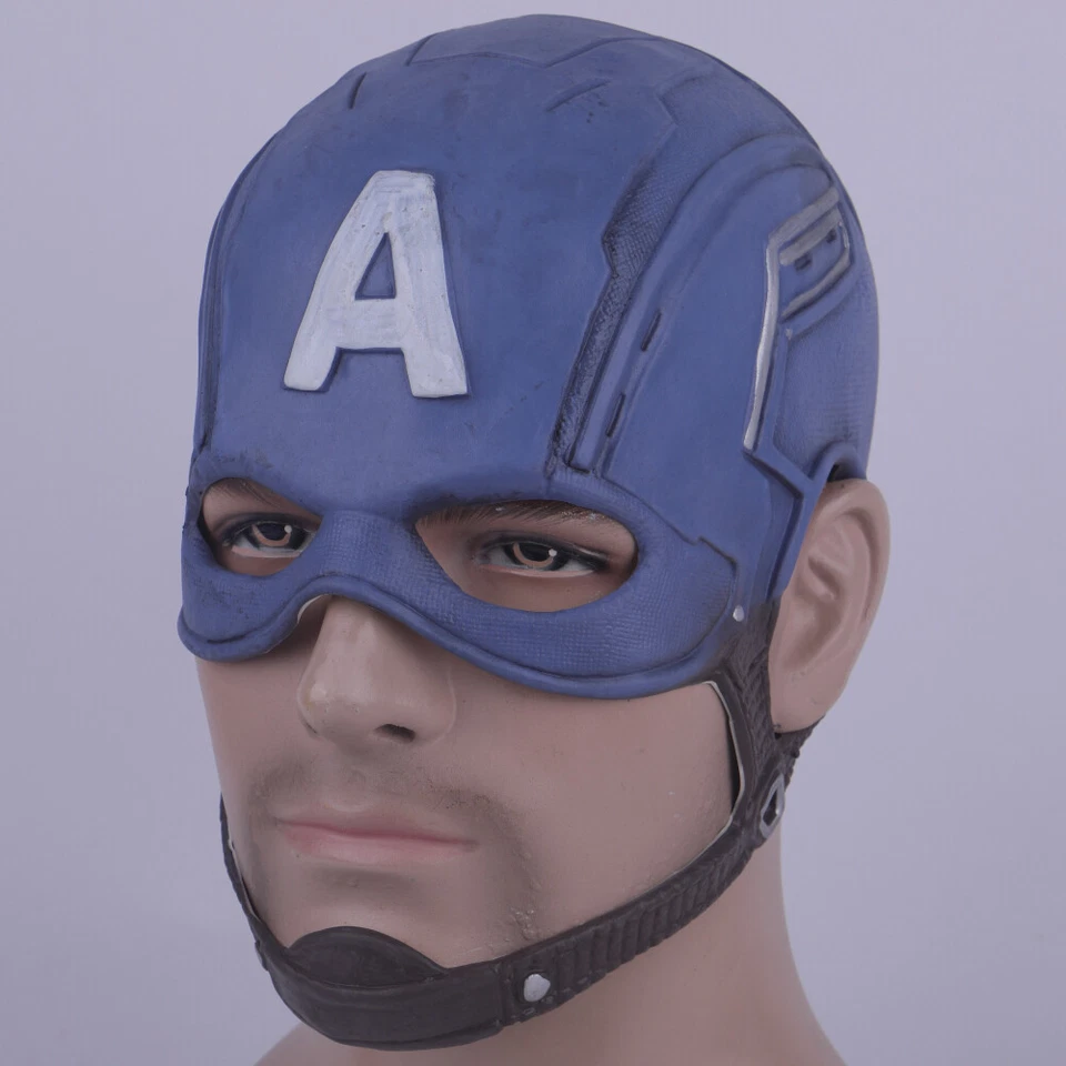 Cosplay Captain America Mask The Avengers Steven Latex Adult Helmet Halloween - Image 4 of 4