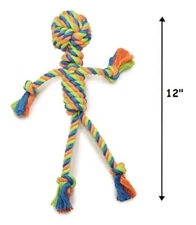 Colorful Toys For Dogs Mighty Bright Colored Knotted Tough Rope Man Tug 12" Long
