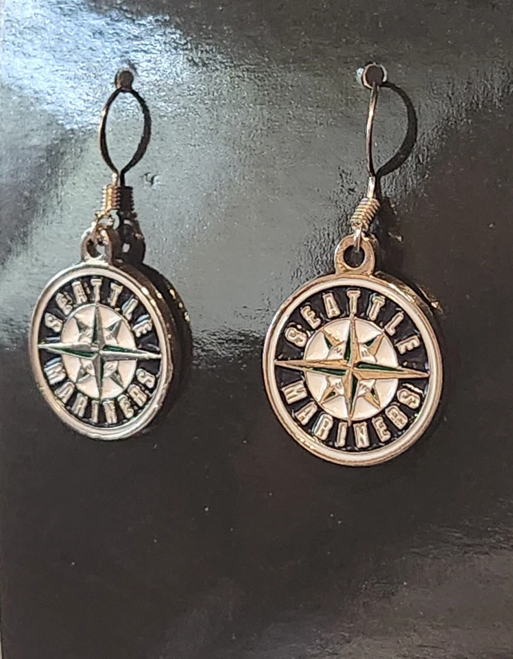 Seattle Mariners Dangle Earrings (Chrome) MLB Baseball Jewelry - Image 2 of 4