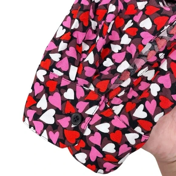 LOFT Outlet Heart Print Button Down Collared Blou… - image 7