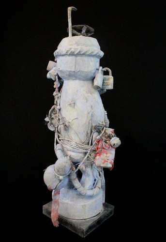 Art Africain - Superbe Fétiche de Protection Fon à Cadenas sur Socle - 43 Cms - Picture 4 of 17