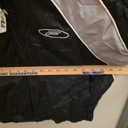 Vintage FILA Windbreaker Jacket Small Black Gray Nylon Mesh Lined Y2K 90s Logo - Picture 14 of 15