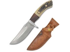 Old Ram Handmade Custom Fix Blade Hunting Knife With Real Leather Sheath