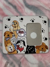 Cute Ceramic Picture Frame Hand Painted Dogs  Paw Prints For A 3x2 Picture 6"