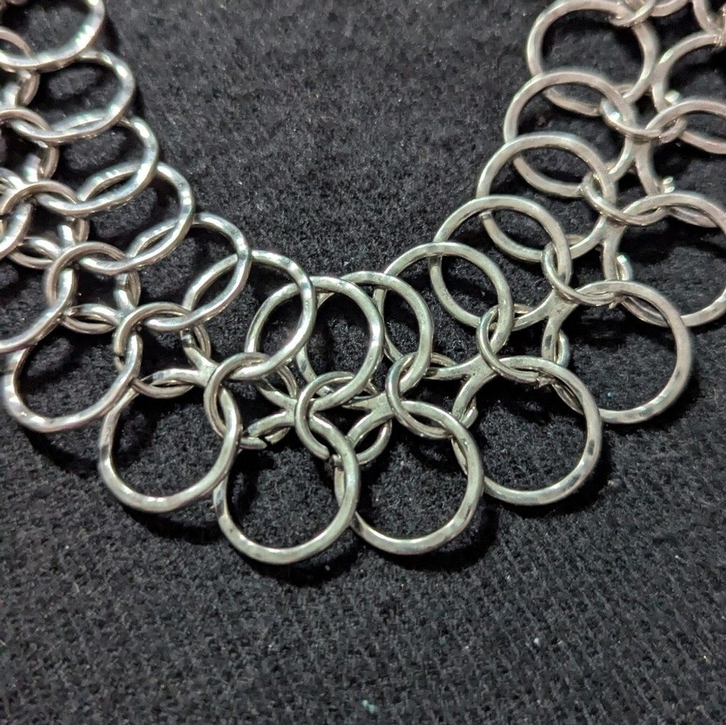 Silver Tone Interlocking Rings Chain Statement Ne… - image 2