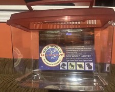 Penn-Plax New World Habitat Clear Plastic Rectangle Tank with Red and Black Lids