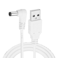 3.3ft USB A Type 5.5 x 2.1mm L-Shaped Head Power Connector, White