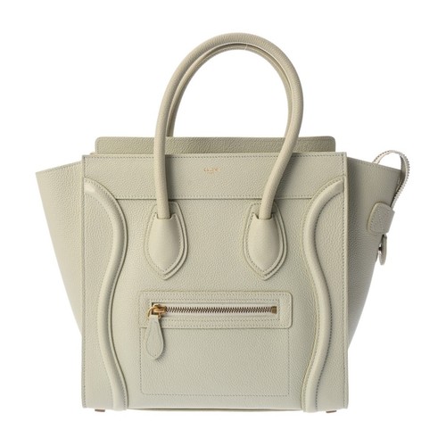 Celine Micro Luggage Handbag Mint Green Calf Leather Used From Japan