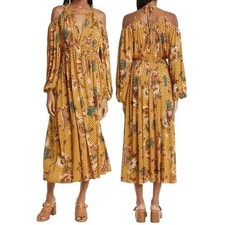 Ulla Johnson Noemi Amber Floral Cold Shoulder Jersey Knit Midi Dress Womens M