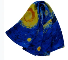 100% Silk 34" large Square Scarf Women Shawl Wrap floral blue black yellow MY192