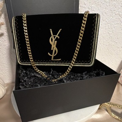 Saint Laurent YSL Kate Velvet with Gold Chain Strap Logo w/ Auth Cert