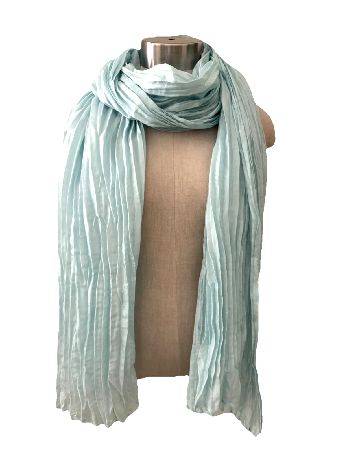 Eileen Fisher Crushed Whisper Silk Scarf Pool Aqua 42” X 84” One Size NWT $128
