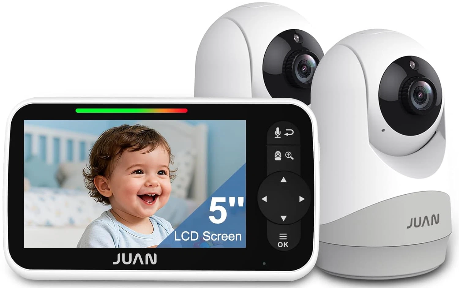 Baby Monitor with Camera and Audio, 5" LCD Screen, No Wifi 100% Private, 3500Mah
