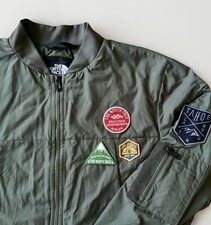 Giacca Bomber The North Face Uomo Volo Aviatore Grande Verde Patch Logo Full Zip