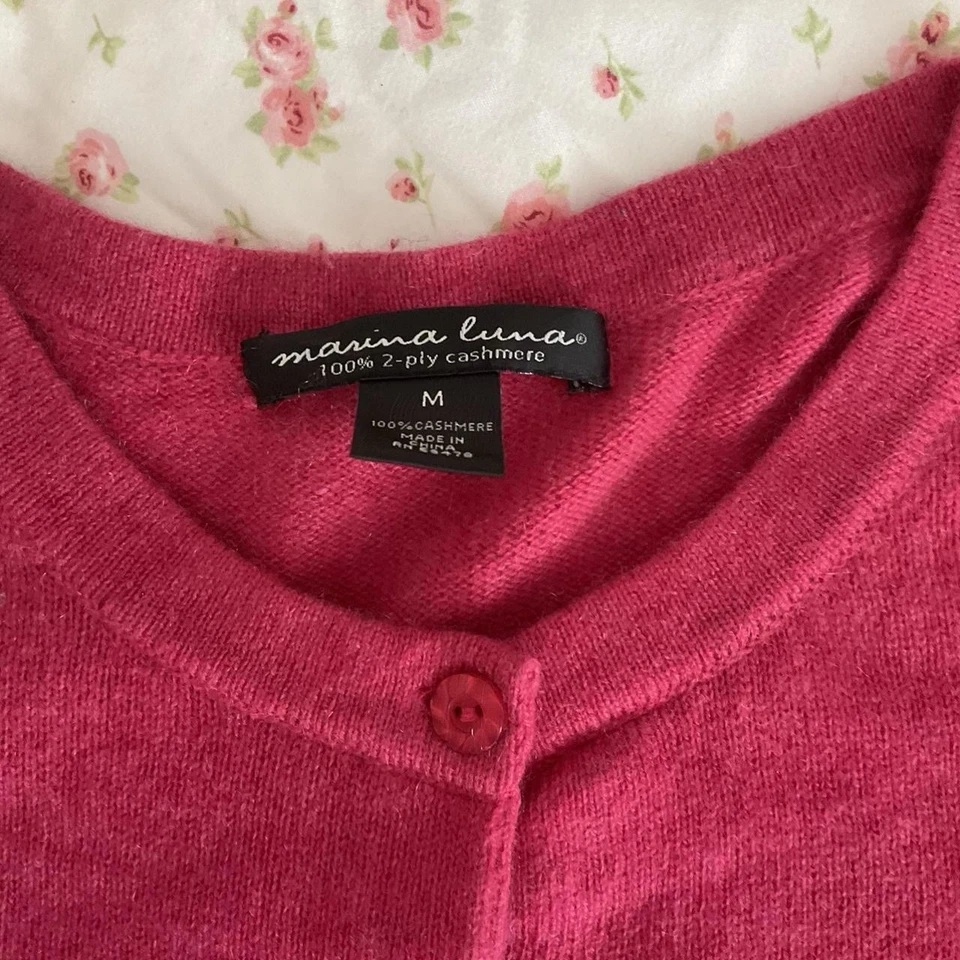 Cárdigan suéter cachemir rosa púrpura luna marina mujer talla pequeña/mediana Foto 4 de 4