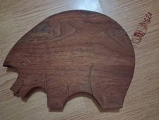 Planche à découper charcuterie vintage Ozark Walnut Co en forme de cochon avec queue 10,5" X 8"