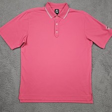 FootJoy Polo Shirt Mens Large Pink Golf Performance Stretch Lisle Self Collar