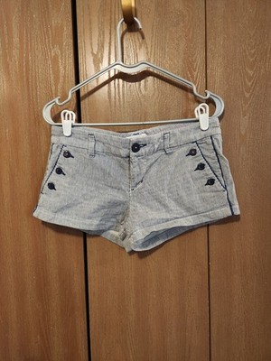 American Eagle Y2K Preppy Micro Shorts Sz 4 White & Navy Blue Pinstripe Sailor