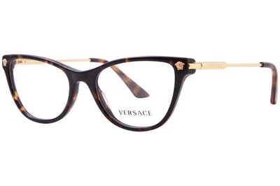 Versace VE3309 108 Eyeglasses Frame Women's Havana Full Rim Cat Eye 54mm