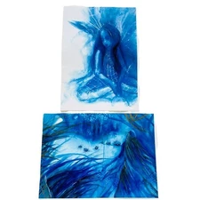 Vtg Wall Art Lot of 2 Mystical Woman Signed Unframed Blue 16.5 x 11.6 in Read