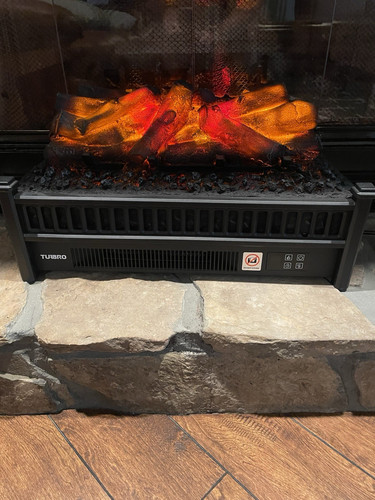 TURBRO Decorative Electric Fireplace Log Set w/ Flame Effect, Resin Logs, Black