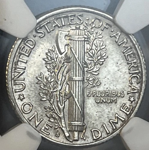 1941 - S Silver Mercury Dime 10 Cents NGC Certified UNC Details, Full Bands