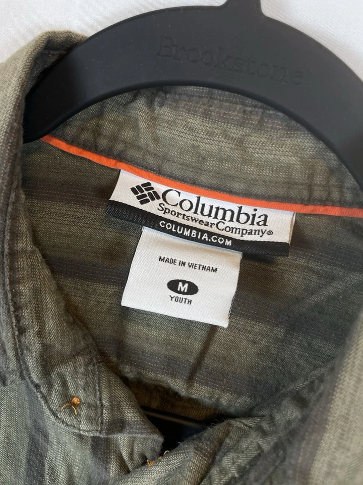 Camisa de campamento Columbia para jóvenes niños manga larga a rayas verde talla M aire libre PFG Foto 2 de 4