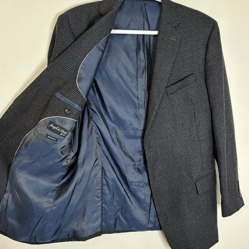 BLAZER JOSEPH FEISS TAGLIA 44R BLU CHECK CAPPOTTO SPORTIVO ORO GIACCA EXECUTIVE FIT - Foto 6 di 8