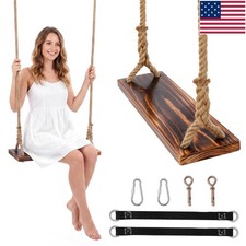 Wooden Swing Seat Nostalgic Outdoor Wood Swing for Kids Tree Swing for Adults