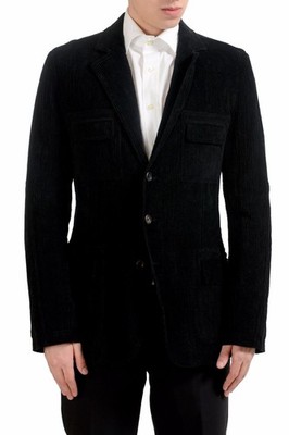 Dolce & Gabbana Men's Black Corduroy Three Button Blazer Sport Coat US 36 IT 46