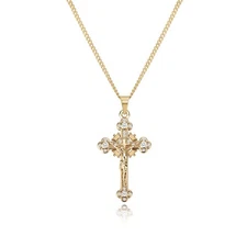 VAttract Cross Necklace for Women 18K Gold Plated Cross Pendant Choker Necklace