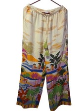 True Destination, Tropical Print Wide-Leg Lounge Pants in Cream & Multicolor