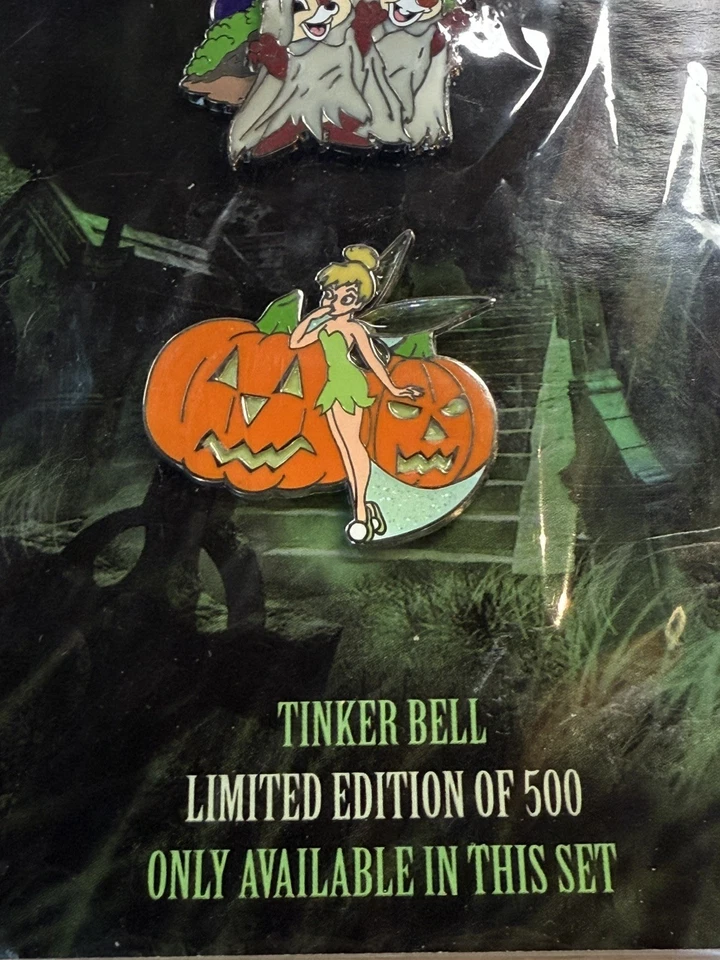 Juego de prendedores de cementerio macabro de Halloween Disney LE 500 puntada Campanilla Chip Dale Foto 2 de 4
