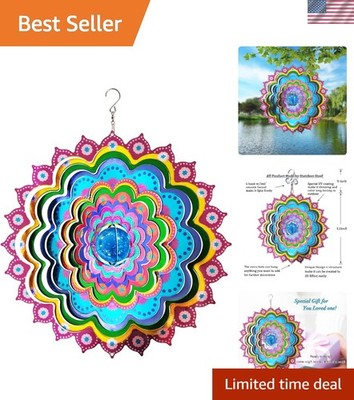 Stainless Steel Mandala Wind Sculpture - 12-Inch Spinner Gift for All Occasions