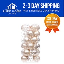 Transparent 2.36" Christmas Tree Baubles - 30 Count Shatterproof Holiday Set