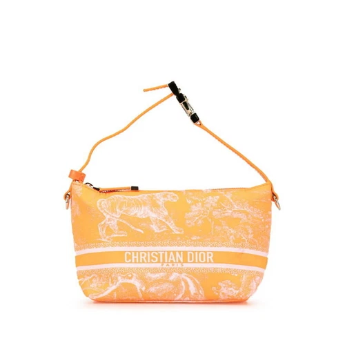 Christian Dior Dior Medium Nomade Pochette Sac à Main Orange Nylon Cuir... GZl15t3b