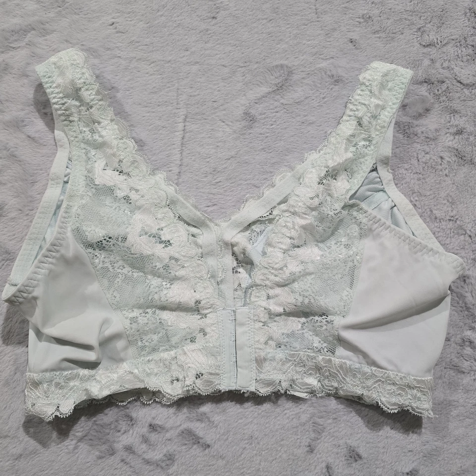Breezies Soft Support Unlined Lace Bralette Mint Green - Size 1X Wire Free  - Image 3 of 4