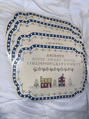 Vintage 4er Set Küchen Tischsets ABC Home Sweet Home - Bild 1 von 4